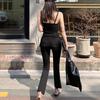 Same-Day Shipping: Cozy Korean Fashion Set – Soft Black Camisole + Relaxed Fit Long Pants