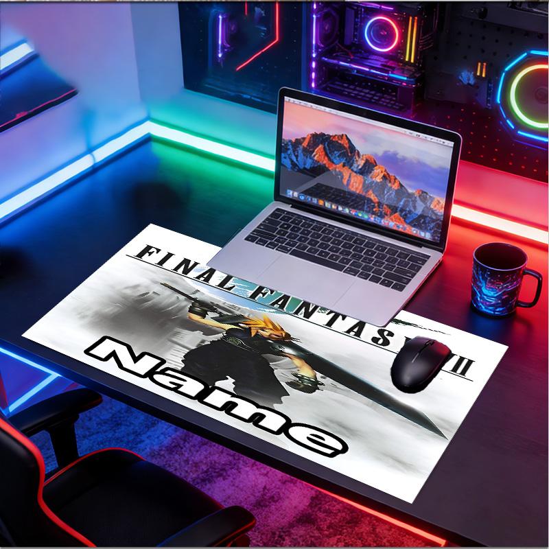 Custom Name Personalized Final Fantasy Pattern Mousepad, Laptop PC Desk Mat, Decorative Desk Mat for Home Keyboard Pad Gift
