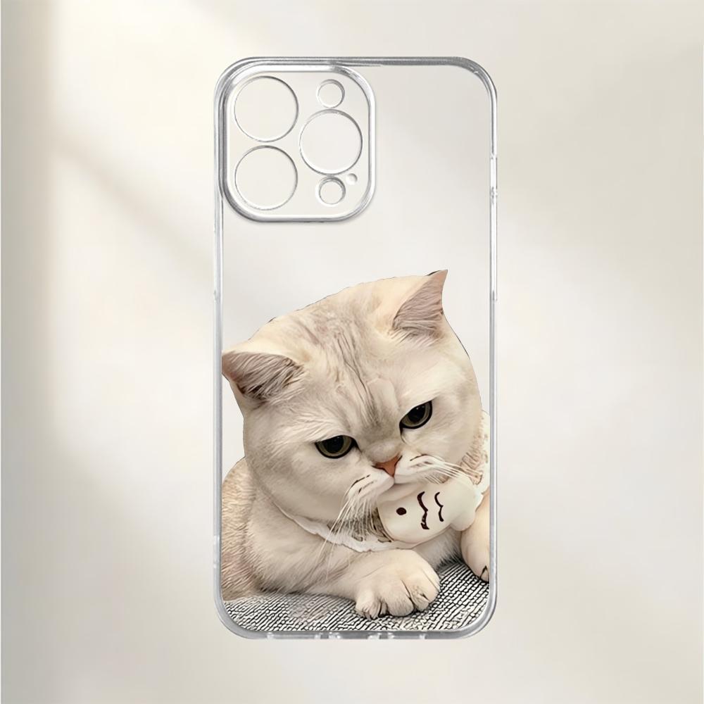 Cute cat TPU transparent phone case suitable for iPhone 17 16 15 14 13 12 11 Pro/Max/Plus anti drop and shockproof back cover