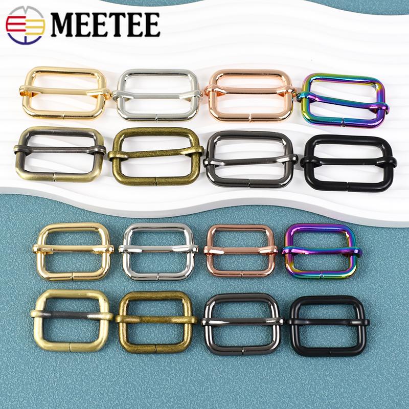 10Pcs Meetee 13-50mm Metal Buckle Backpack Belts Sliders Buckles Webbing Adjuster Clasp DIY Handbag Crafts Hardware Accessories