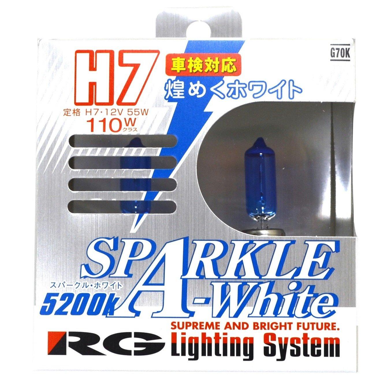 

Racing Gear Halogen Bulbs, Sparkle White 5200K, H7, Pack of 2, G70K