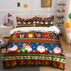 Santa and Christmas Pattern Set Bedding Duvet Cover Set Duvet Cover Pillowcases  (1*Duvet Cover 2*Pillowcases, Without Duvet Insert)