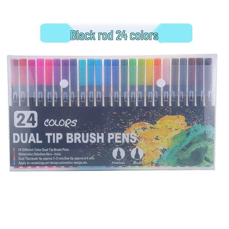 Washable Water-based Double-headed Watercolor Pens for Children - Soft-tip Markers and Brush Set