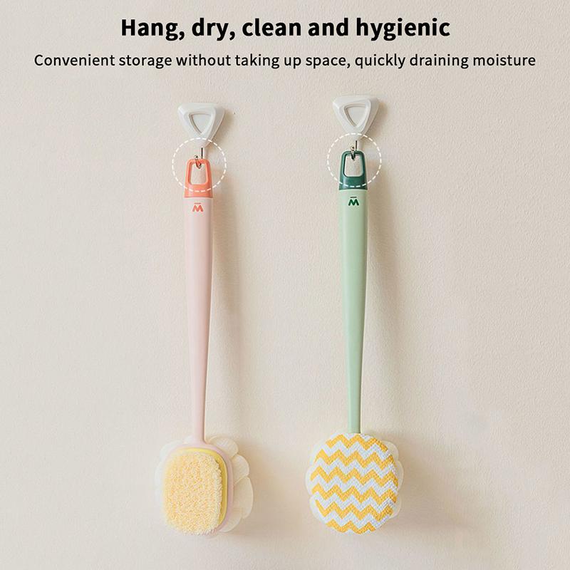 Double Sided Scrubbing Tool Bath Brush Long Handle Soft Fur Bath Brush Detachable Scrubbing Towel Strong Back Rubbing
