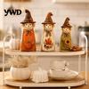 Cute Wizard Hat Ornaments Vintage Resin Scarecrow Figurines, Fall Harvest Pumpkin Sunflower Maple Decorative Haunted House Props Leaf Tabletop Decor,