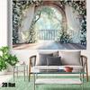 2D Vintage Forest Balcony Floral Arch Backdrop Photo Studio Decor Background