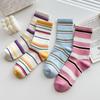 Socks Pure Cotton Striped Medium Tube Socks College Style Spring And Autumn Thin Sports Sweat-Absorbing Deodorant Stacking Socks Women