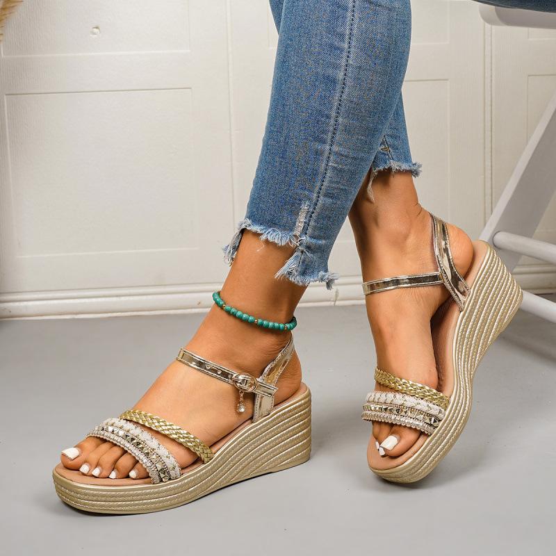 Plus Size Shoes for Women 36-43 Summer 2026 Fashion Women Buckle Strap Comfortable Platform Wedges Non-slip Sandals