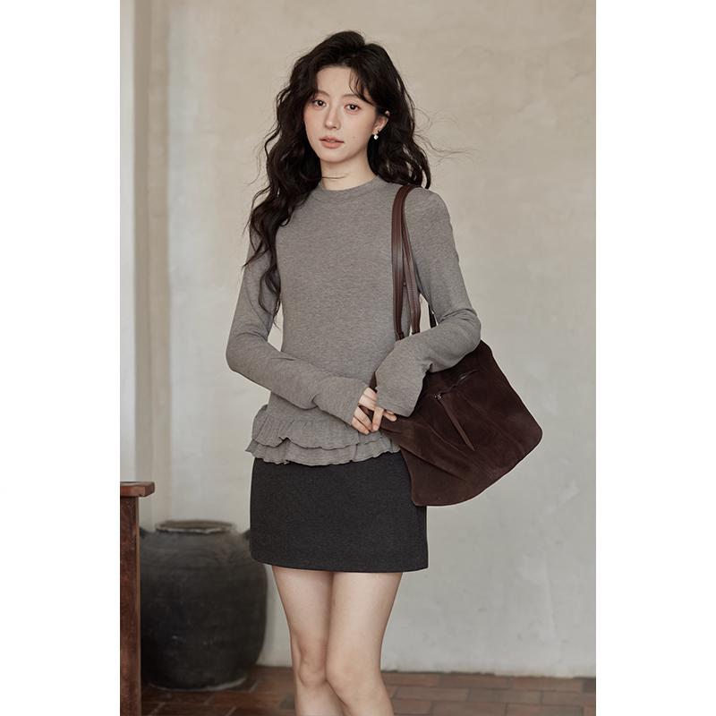 

Yimeng 2025 Korean Style Slim Fit Round Neck Winter Base Layer T-shirt Small