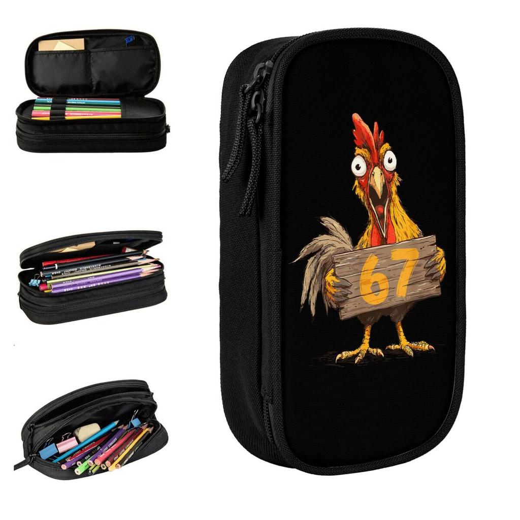 Six Seven 67 F-Caw-F Chicken Meme Pencil Cases Pencilcases Pen for Student Large Storage Bag Office Gift Stationery