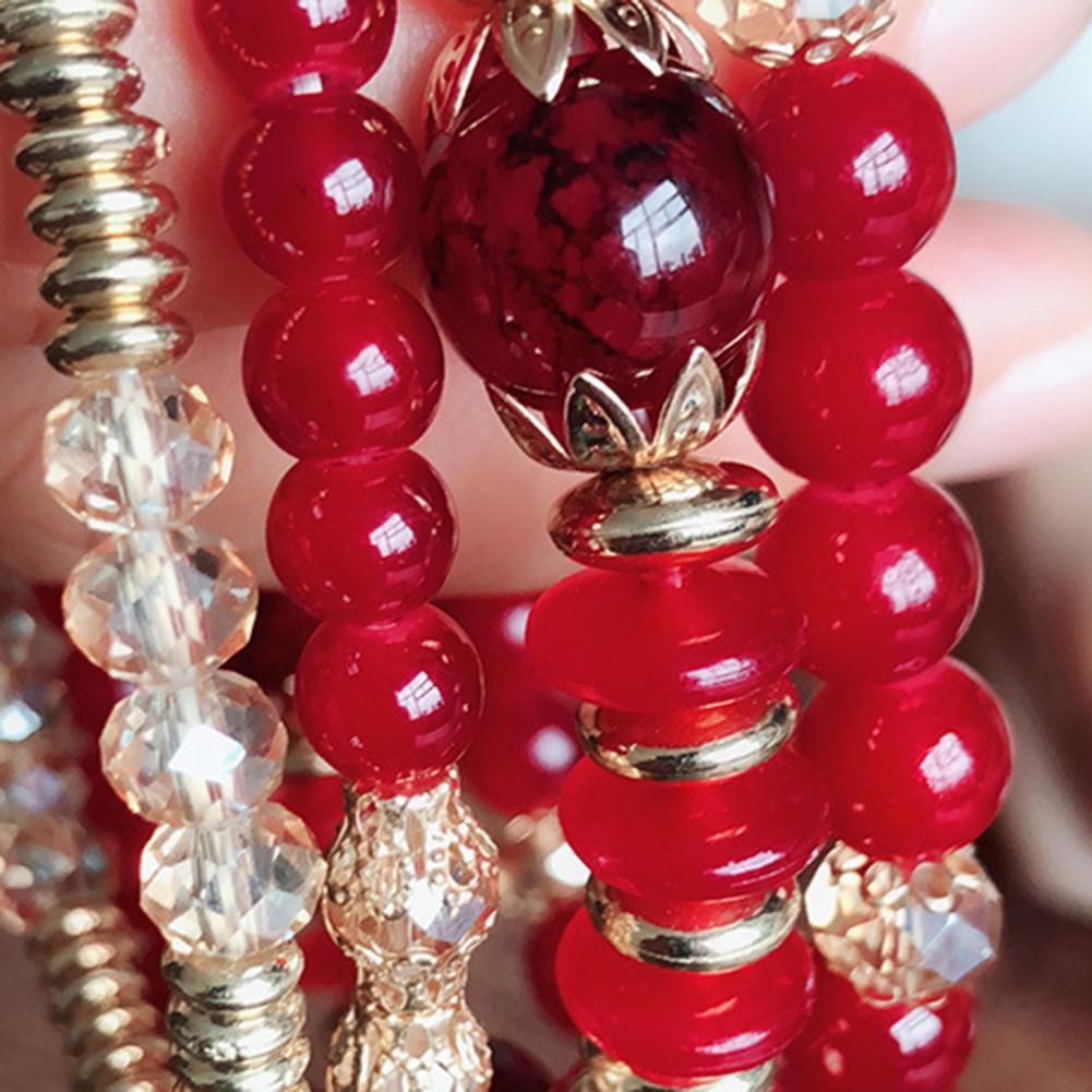 Adjustable Beaded Bracelet Bohemian Style Multi-layered Bracelet Set with Faux Pendants for Women Stackable Jewelry Set for Her