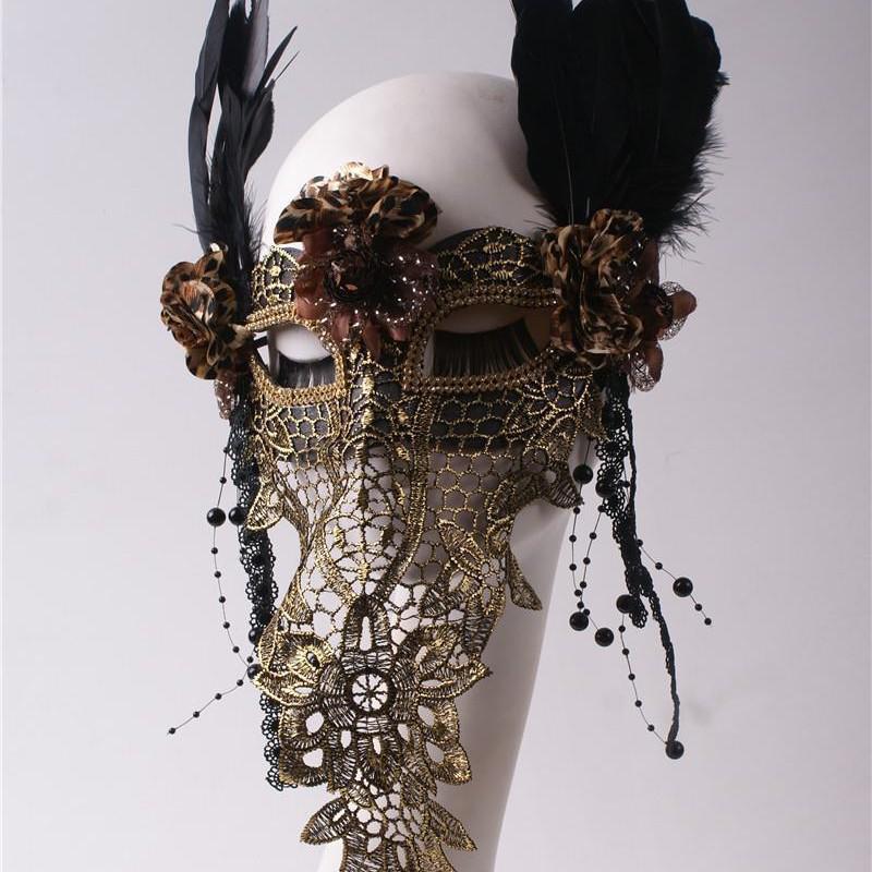 Halloween Gold Full Face Mask: Mysterious Singer Dance Veil for Adults