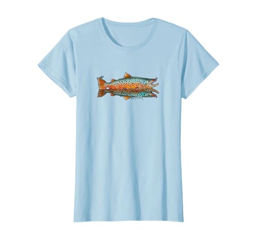 Brown Trout Waterfall Fly Fishing Fisherman T-Shirt