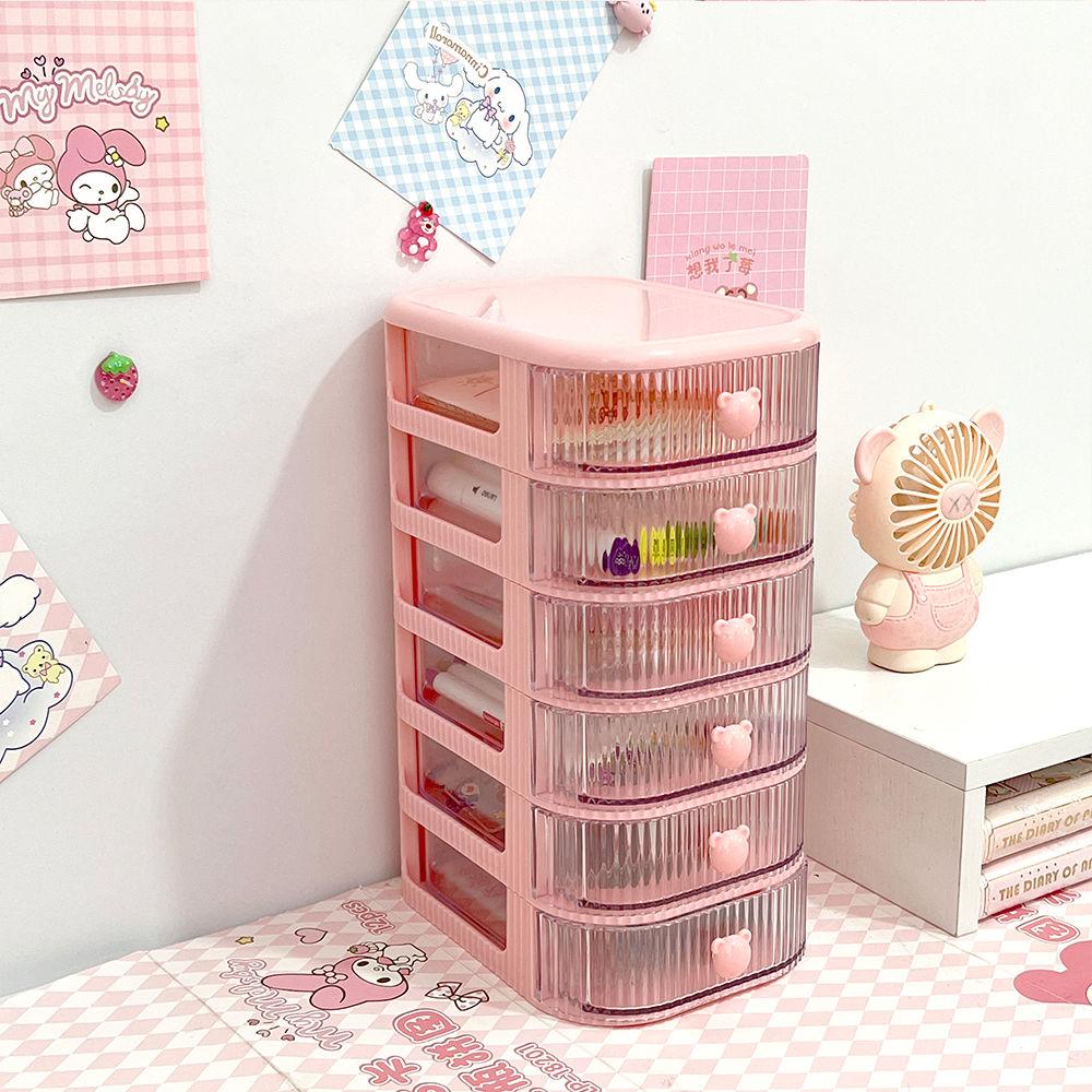 Desktop Multi-layer Drawer Storage Box Organizer Desktop Stationery Box Pen Holder Cute Children's Hair Accessories Storage Rack