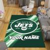 Custom Name New York Jets Flannel Pattern Square Carpet,Area Rug,Carpet Rug for Living Room Bedroom Sofa Playroom Decor,Non-slip Floor Mat