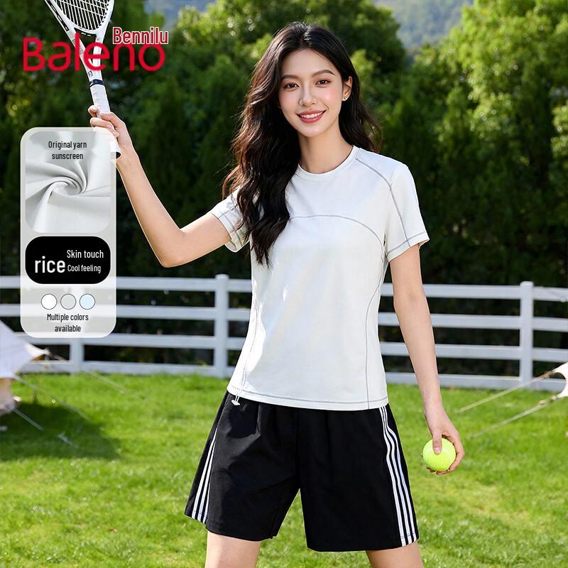 Baleno Women s Colorblock Pleated Cooling Quick-Dry T-Shirt XL