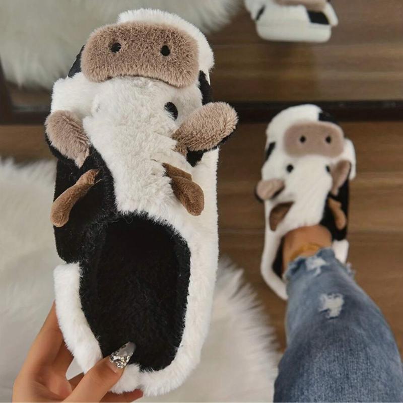 Soft Cow Slippers For Women - Cozy Animal-Themed Home Shoes Fluffy Winter Shoes For Women House Slippers