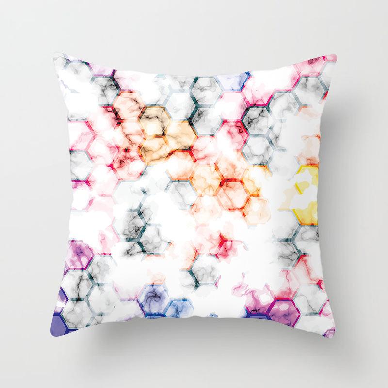 Ins Marble Geometric Print Square Pillow Cover Sofa Cushion Cover