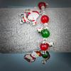 Women's European & American Christmas Glass Beaded Bracelet with Alloy Pendant and Elastic Cord