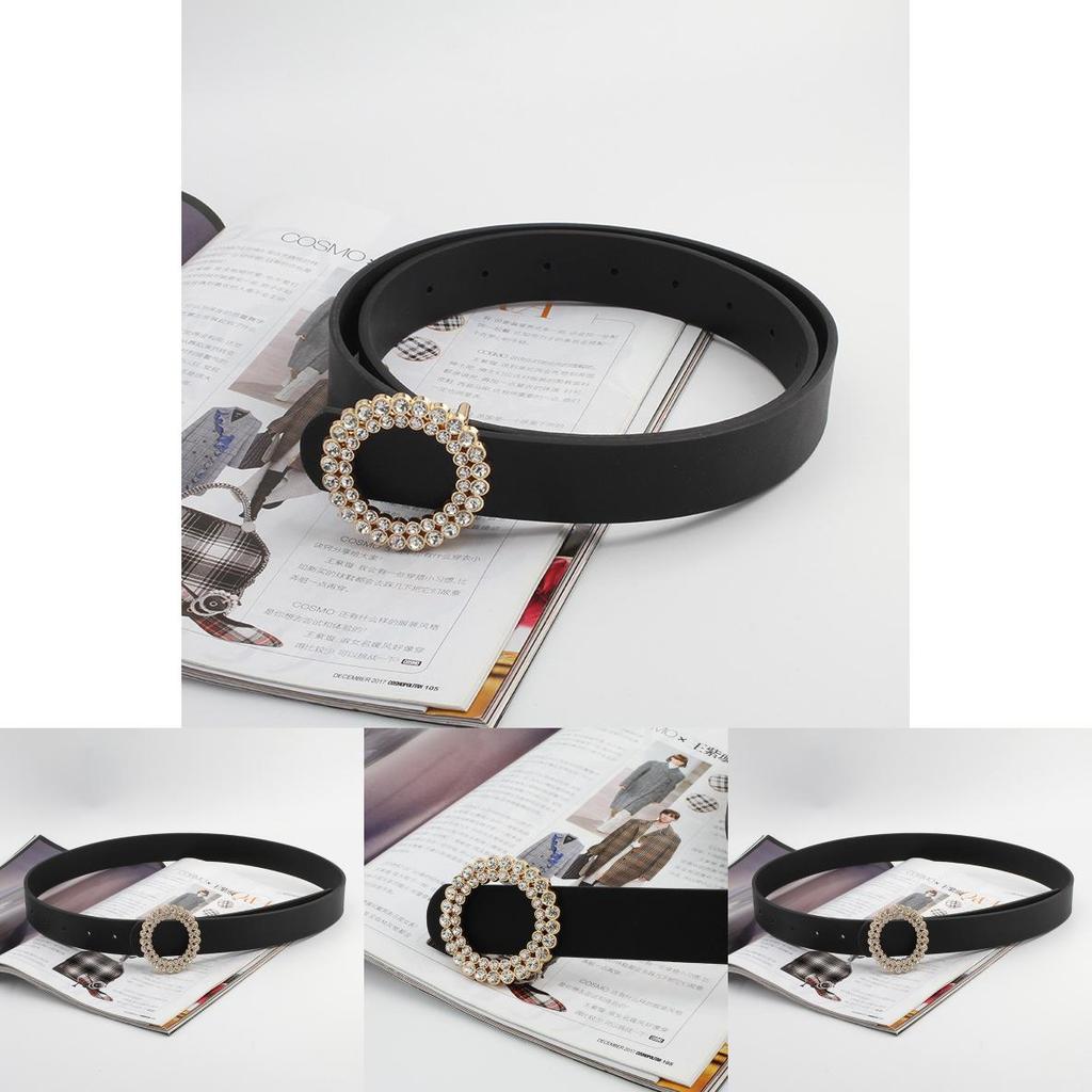 Ethnic Inspired Crystal Waterdiamond Faux Leather Belt With Alloy Snap For Women