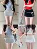 Women's Sweet & Spicy Korean Patchwork Lace Trim Bow Midi Skirt with High Waist & Anti-Exposure Design