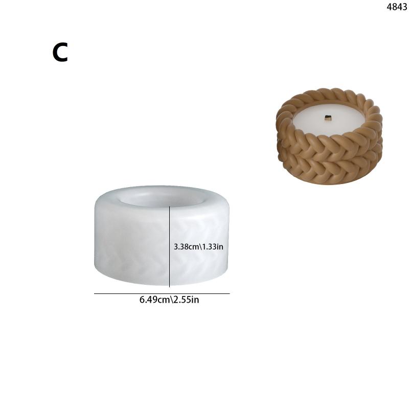 Woven Candle Jar Silicone Mold DIY Round Concrete Flowerpot Casting Molds Plaster Resin Storage Box Craft Making Home Decor