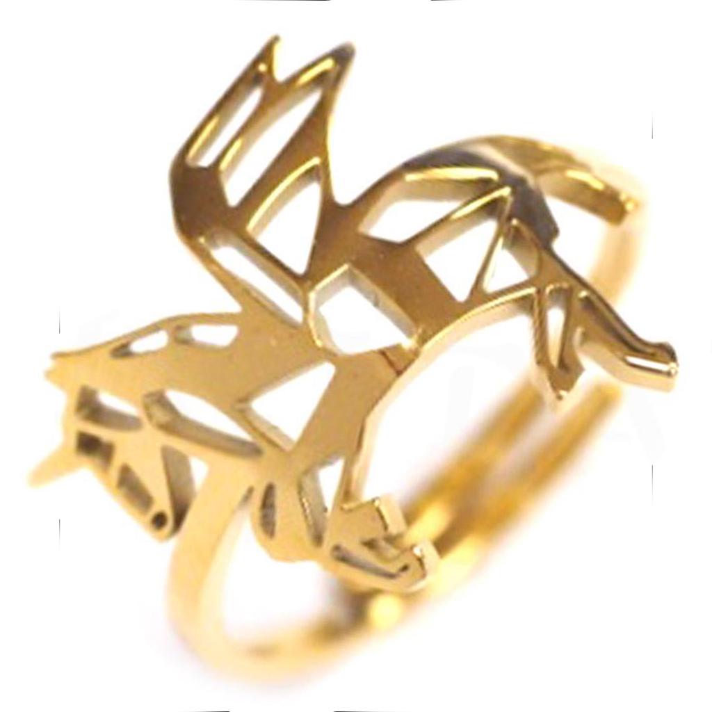 Les Trésors De Lily [Q0729] - Designer Steel Ring 'Licorne My Unicorn' Gold - 15x15 Mm