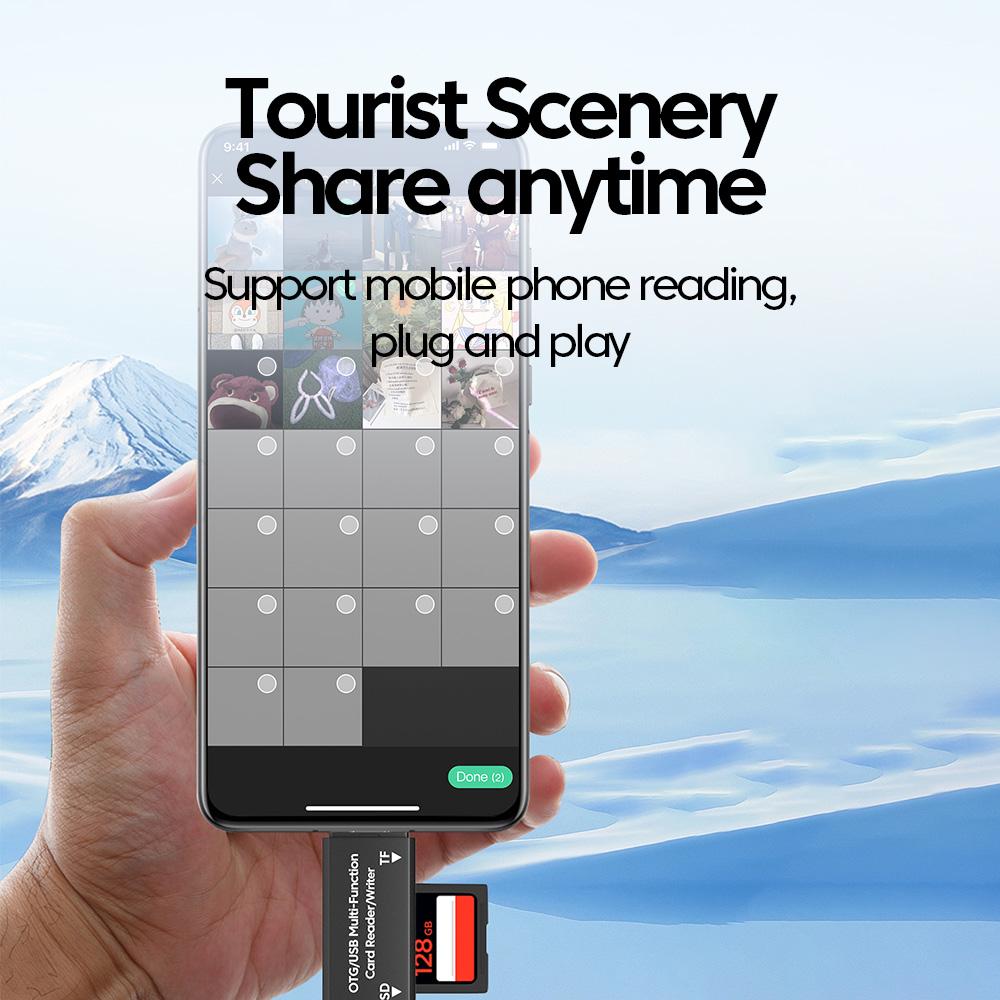 2 in 1 Card Reader Adapter USB 2.0 Type C To SD TF Memory Card Reader Converter For iPhone 15 16 Samsung Huawei Xiaomi PC Laptop