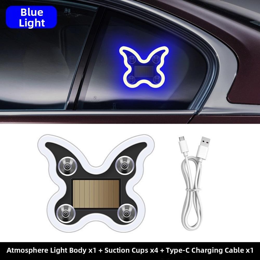 

Suction Cup Solar Power Car Light Wiring Free Car Neon Light Car Neon Lights Front Rear Windows B-BLUE