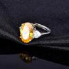 925 Silver Plated Open Ring with Brazilian Yellow Crystal Stone for Women Lucky Jewelry