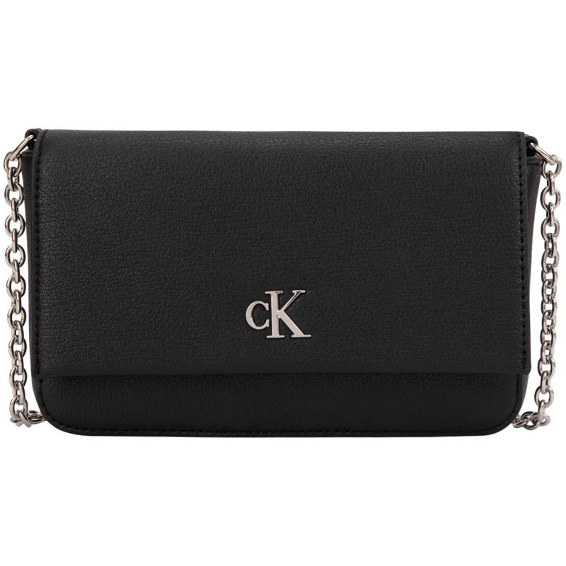 Calvin Klein Elegant Metal Letter Flap Chain Crossbody Bag Women bags Space-Black Milk-White DP1673 111-Ivory