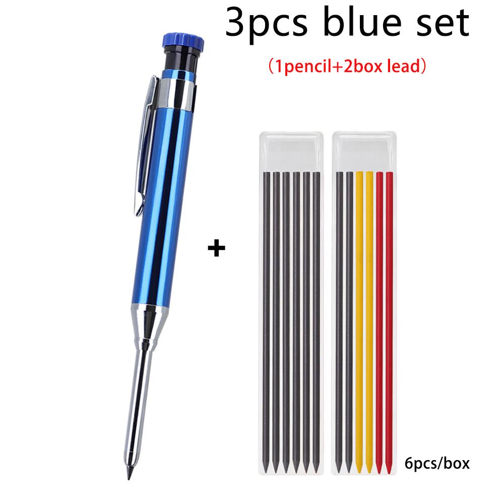 1-6Pcs Metal Solid Carpenter Mechanical Pencil Set with Sharpener Lead Core Deep Hole Construction Marking Scriber Tool Supply