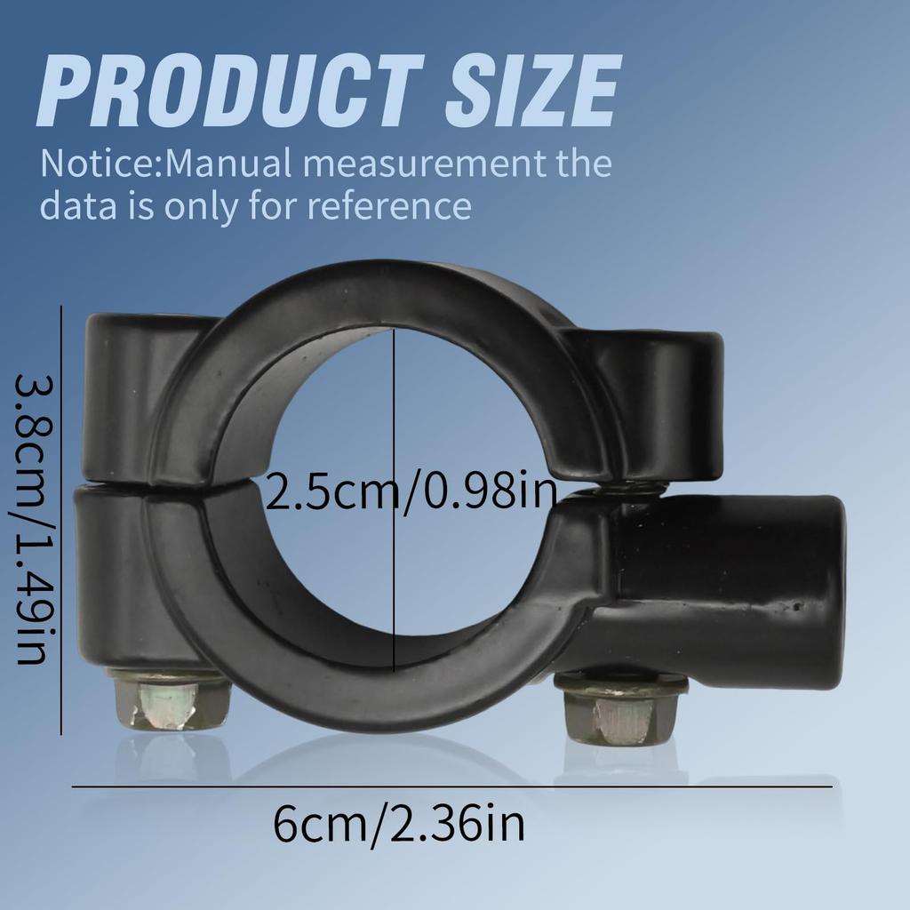 Aynaxcol 1" 25mm Mirror Thread Motorcycle Handlebar 10mm Mirror Thread Mount Holder Clamp Adapter Black