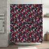 Lebhafter Blumendruck Duschvorhang Dekor Zuhause Bad Wasserdicht Stoff Dekoration Rosa Blau Rot Schwarz Weiß 60X72 Zoll (152Cm X 183