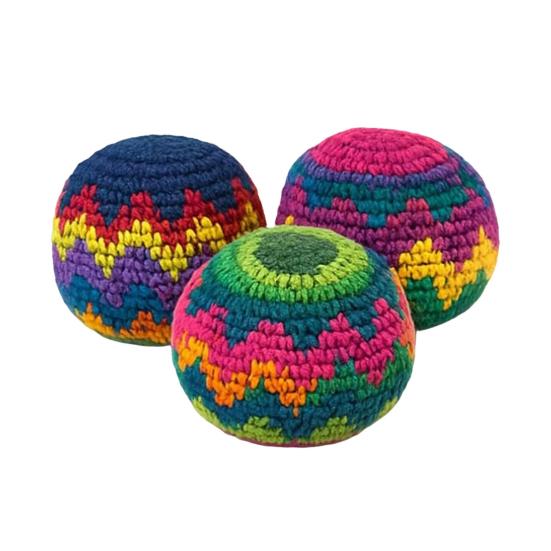 Hand Knitted Hacky Sacks Juggling Balls for Colorful Crochet Footbag Beginners Soft Stress 3pcs