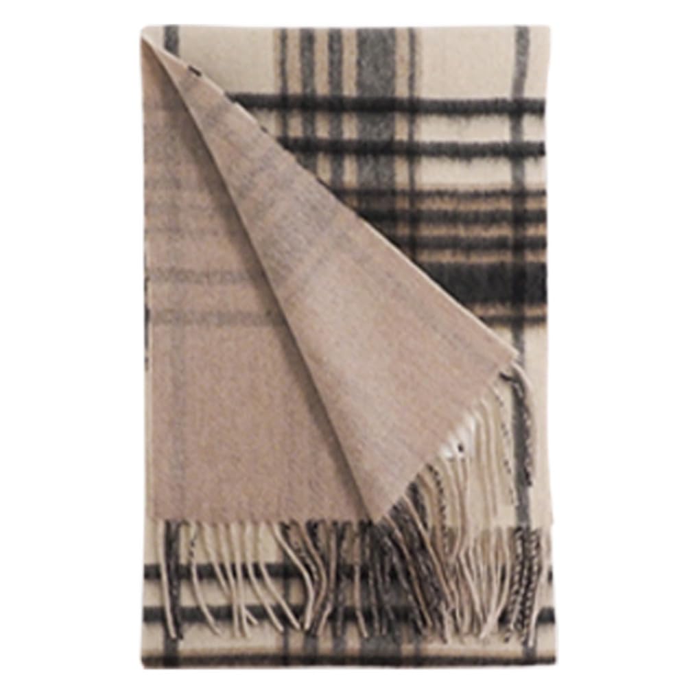

Macocca Cashmere Reversible Check 186cm x Check Pattern 100% Scarf, Ivory, 30cm, Large, Unisex,