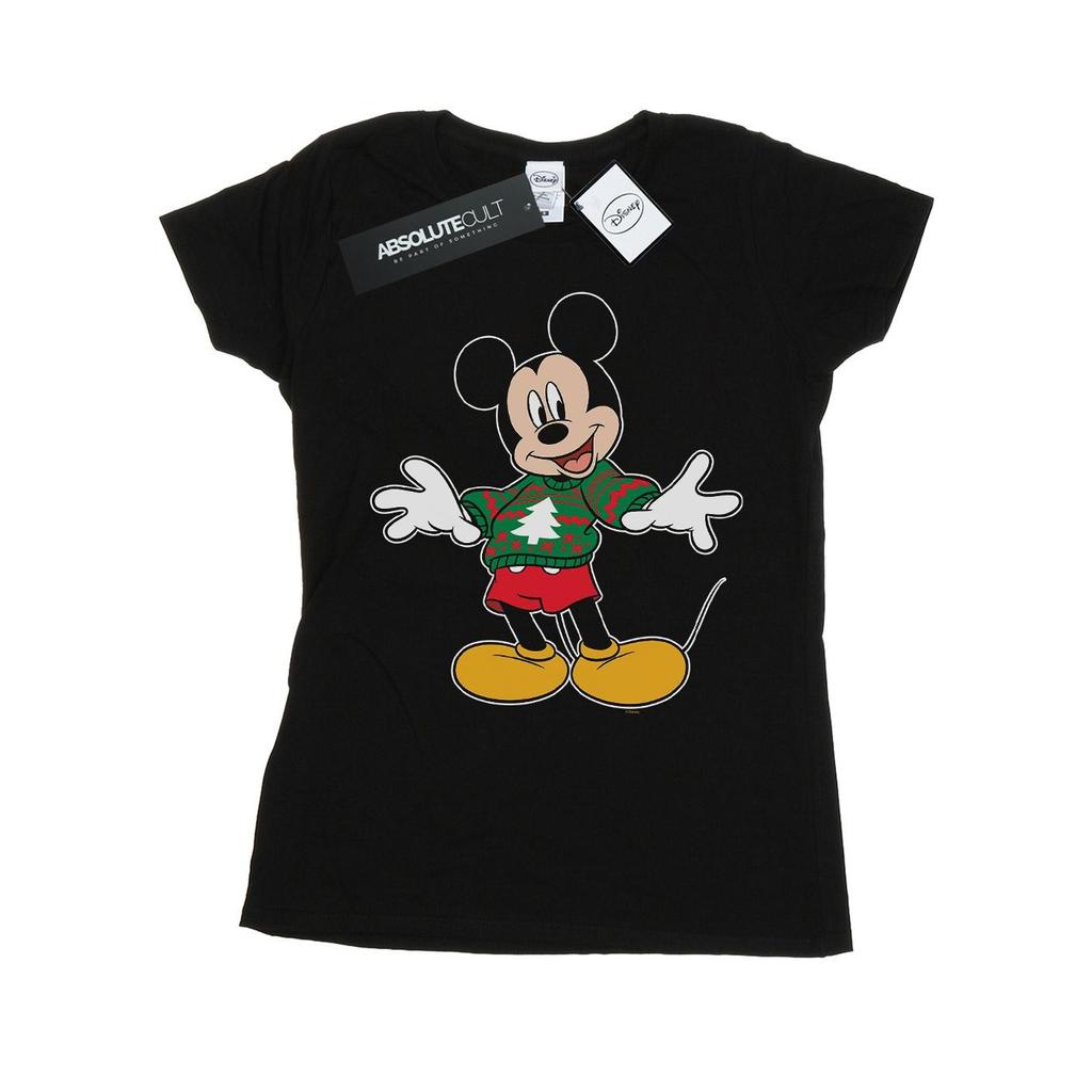 Disney Womens/Ladies Mickey Mouse Christmas Jumper Stroke Cotton T-Shirt