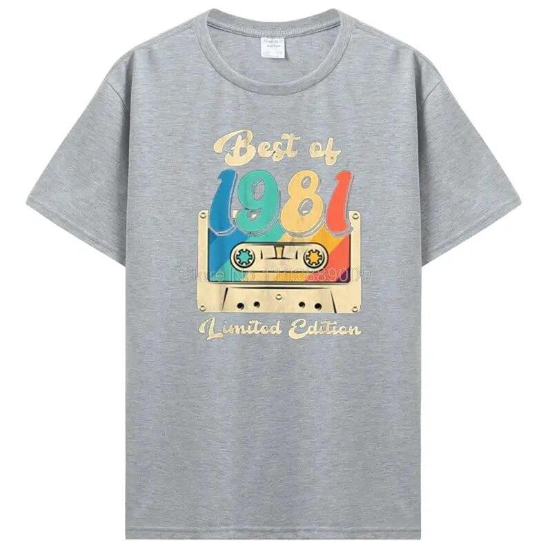 Vintage Tillverkad 1981 Alla Originaldelar Födelsedags-T-shirt Jubileums-T-shirt Oversized Unisex Kläder T-shirts För Unisex Streetwear