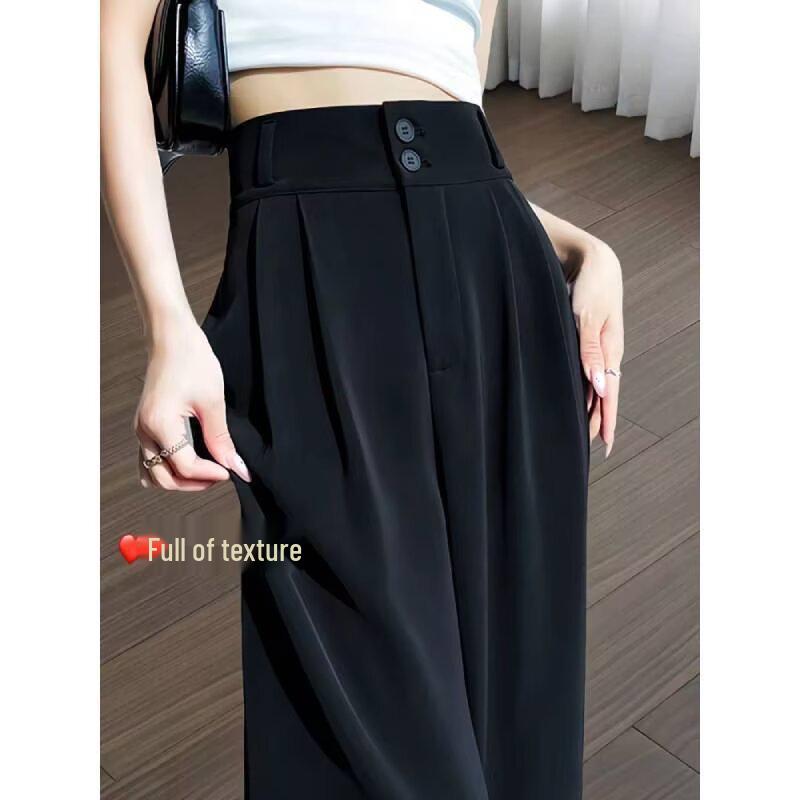 Women s Plus Size Black High-Waisted Wide-Leg Summer Suit Pants 2XL