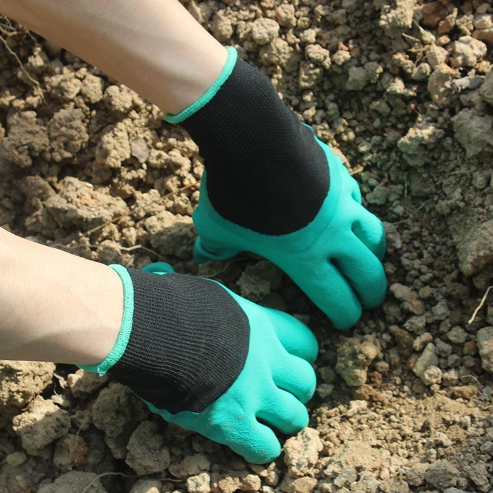 

4Pairs Prick-proof Design Gardening Gloves Permeable Fabric Protective Gloves Farm Work кавовий