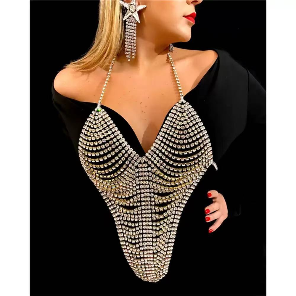Sexy Rhinestone Breast Chain, Multi-Layer Fringed Body Chain, Sexy Nightclub Party European And American Jewelry