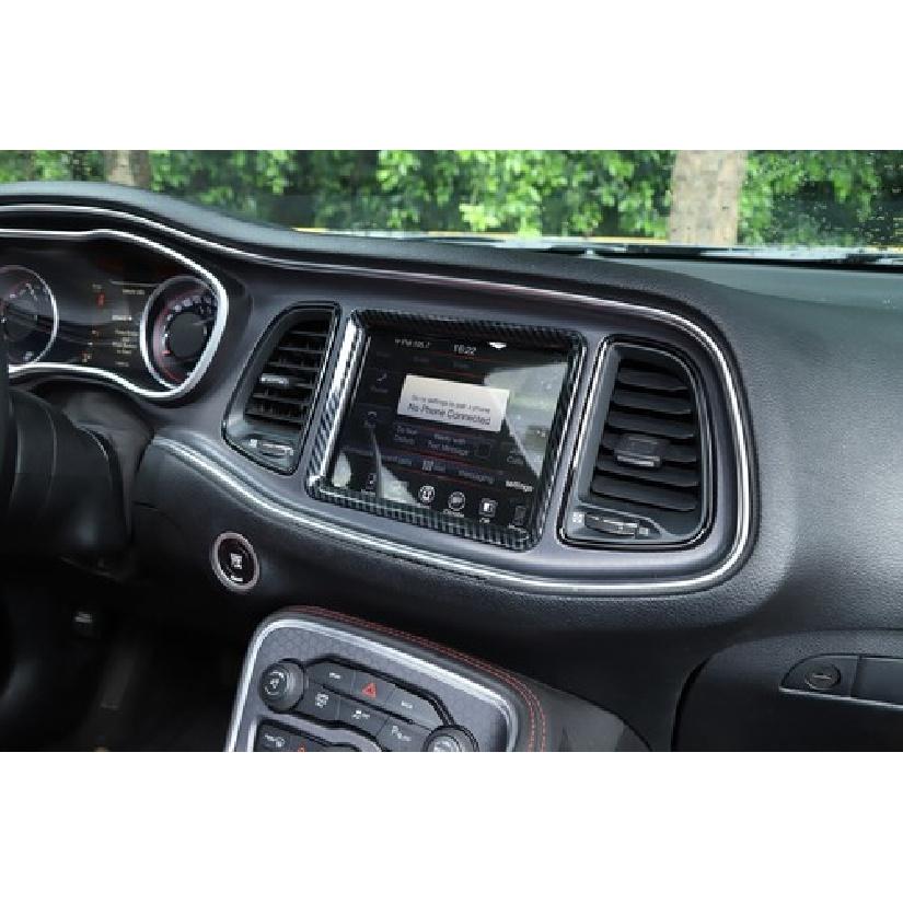 Carbon Fiber For Dodge Challenger 2015+ GPS Navigation Screen Frame COVER Trim