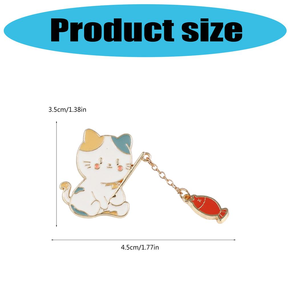 Playful Cat Fishing Brooch Adorable Alloy Pin Lightweight Design For Kids Adults Fashion Accessory With Colorful Fish Charm