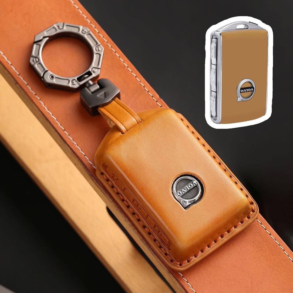 Suitable for Volvo S90 car key case, high-grade XC60 leather key case, handmade XC90 protective case