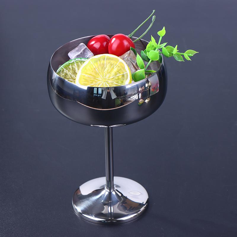 304 Stainless Steel Goblet Cocktail Glass Unbreakable Red Wine Cup Flute Cup Bar Martini Cup Metal Tall Champagne Glass