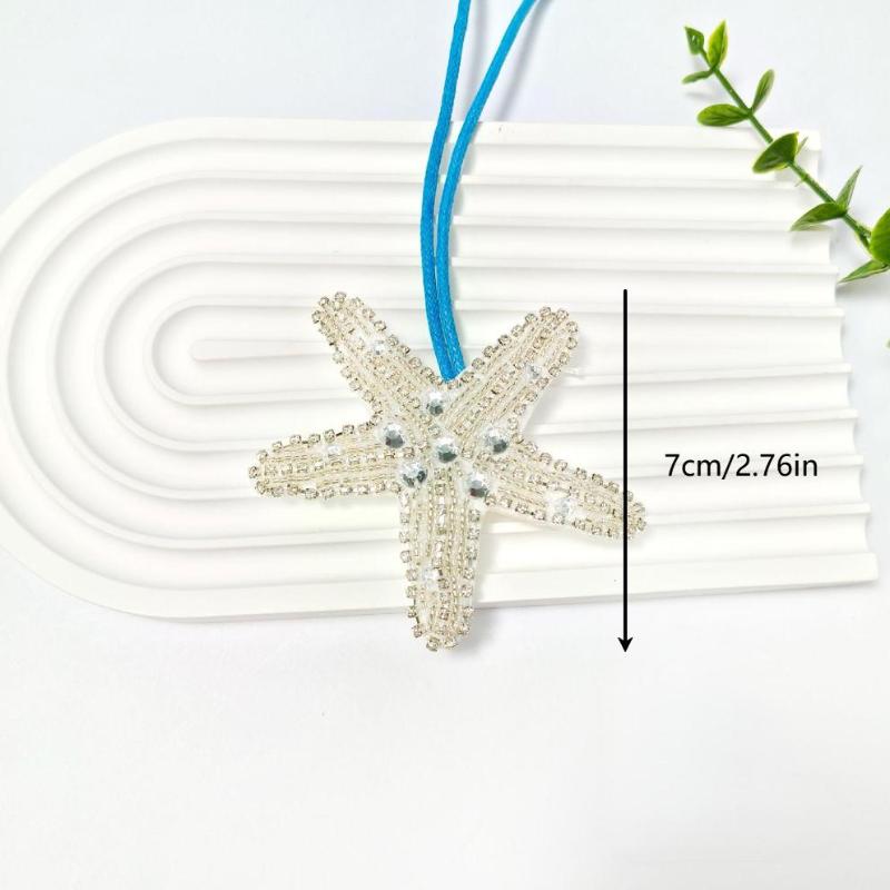 3D Beaded Patch Starfish Shells Patch Pendant Lanyard Decorative Diy For Bag Keychain Beading Applique