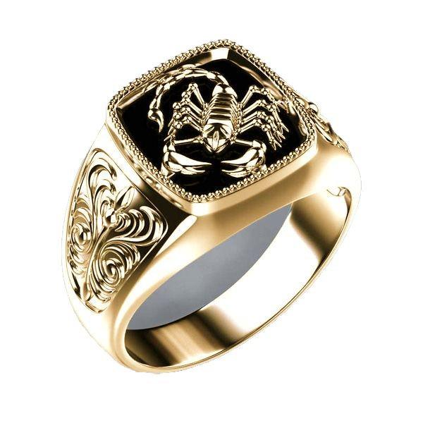 Personalisierter schwarzer, galvanisch beschichteter Ring in Skorpionform für Herren