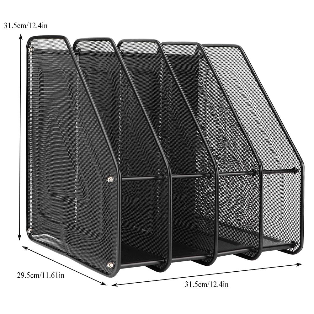 Modern   4-Compartment Desktop Display Rack Magazine File Document Metal  (Black)