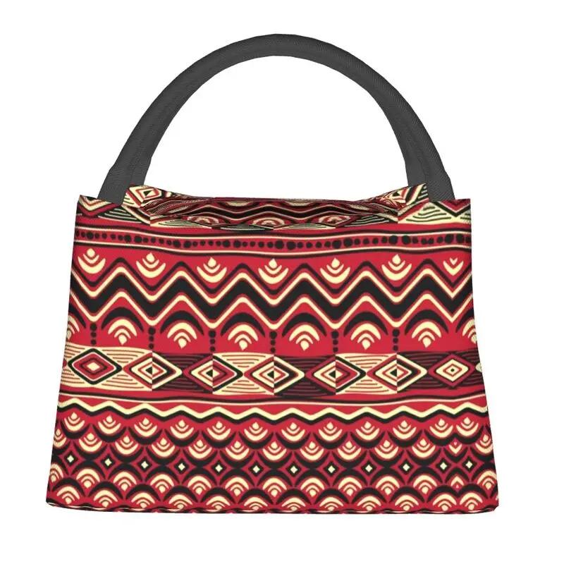 African Kente Cloth Design Lunch Boxes for Traditional Africa Ethnic Pattern Cooler Thermal Food Insulated Lunch Bag Container
