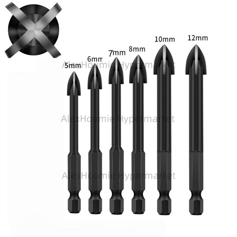 Cross Hexagonal Ceramic Tile Drill Bit Glass Ceramic Concrete Hole Opener Alloy Triangular Drill Bit Size 3/4/5/6/7/8/10/12mm